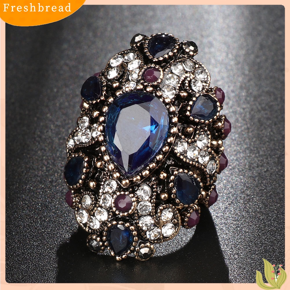 &lt; Freshbread &gt; Fashion Berlian Imitasi Mengkilap Punk Wanita Jari Cincin Pernyataan Perhiasan Hadiah Pesta