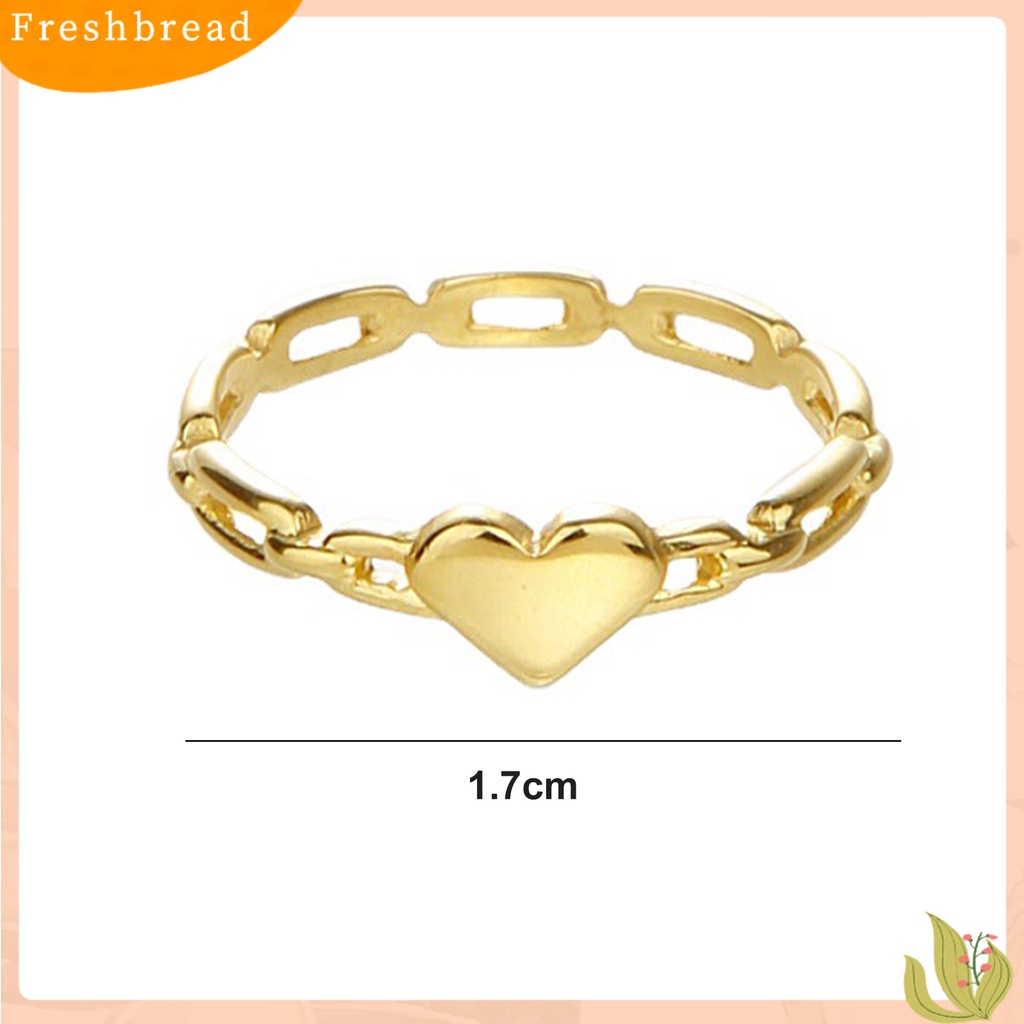 &lt; Freshbread &gt; Wanita Cincin Emas Berongga Link Rantai Temperamen Elegan Hadiah Hypoallergenic Cinta Kecil Jantung Jari Cincin Fashion Perhiasan