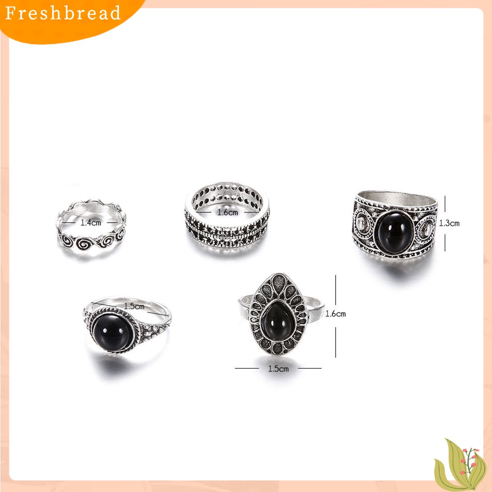 &lt; Freshbread &gt; 5Pcs Vintage Hollow Drop Above Knuckle Women Stacking Midi Rings Set Pub Hadiah