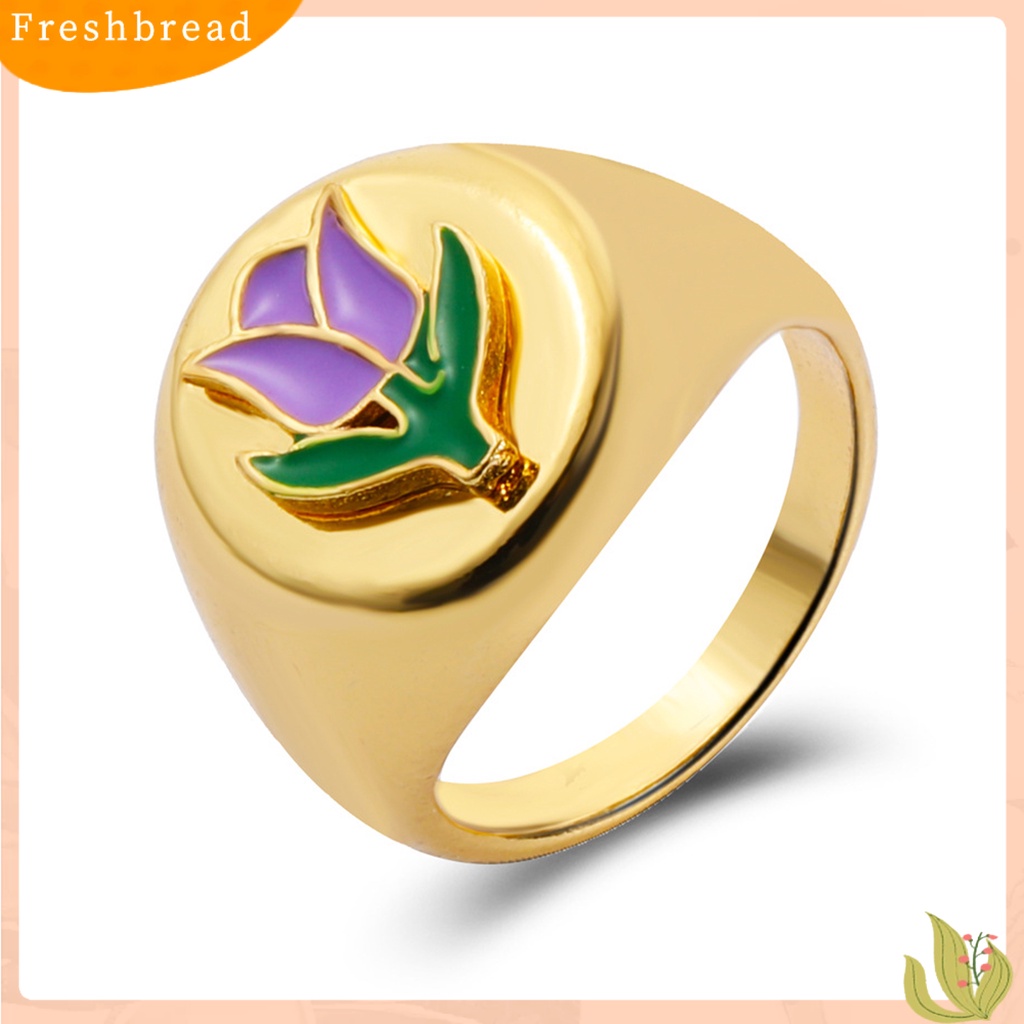 &lt; Freshbread &gt; Wanita Cincin Geometris Electroplating Vintage Menawan All-match Hadiah Hias Cinta Hati Bunga Enamel Jari Cincin Pesona Perhiasan Untuk Pakaian Sehari-Hari