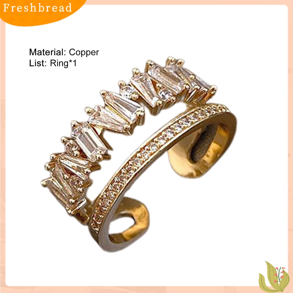 &lt; Freshbread &gt; Double Layer Opening Girl Ring Tembaga Berongga Cincin Jari Lebar Aksesori Perhiasan