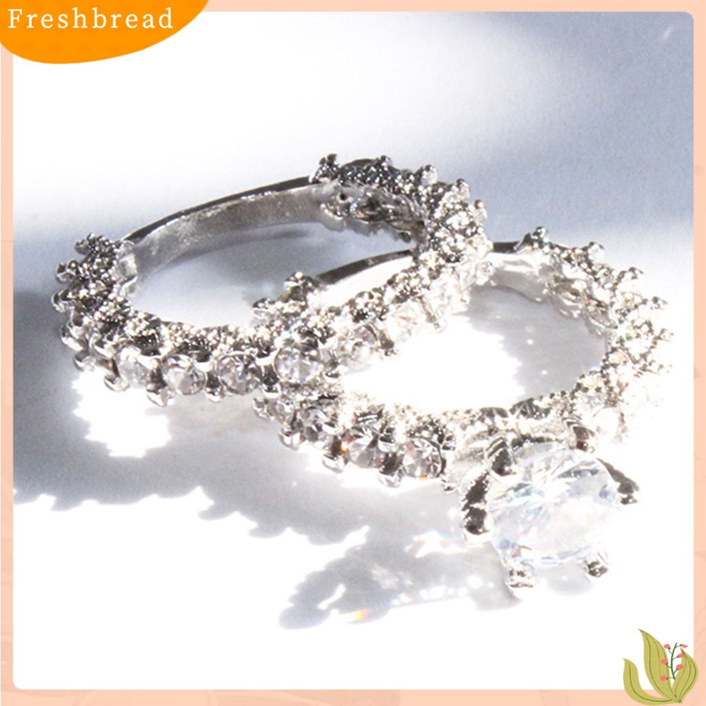 < Freshbread > 1pasang Cincin Wanita Full Berlian Imitasi Hias Tidak Luntur Ringan Simetris Pernikahan Circlet Untuk Ulang Tahun