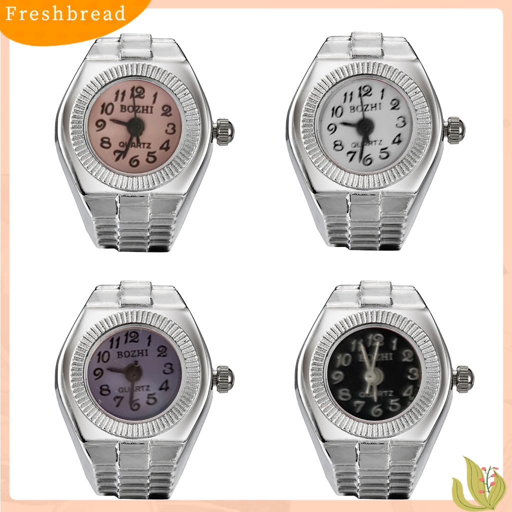 &lt; Freshbread &gt; Jam Tangan Cincin Jari Bentuk Melar Unisex Pointer Dial Bulat Quartz Watch Ring Untuk Pesta Cocktail