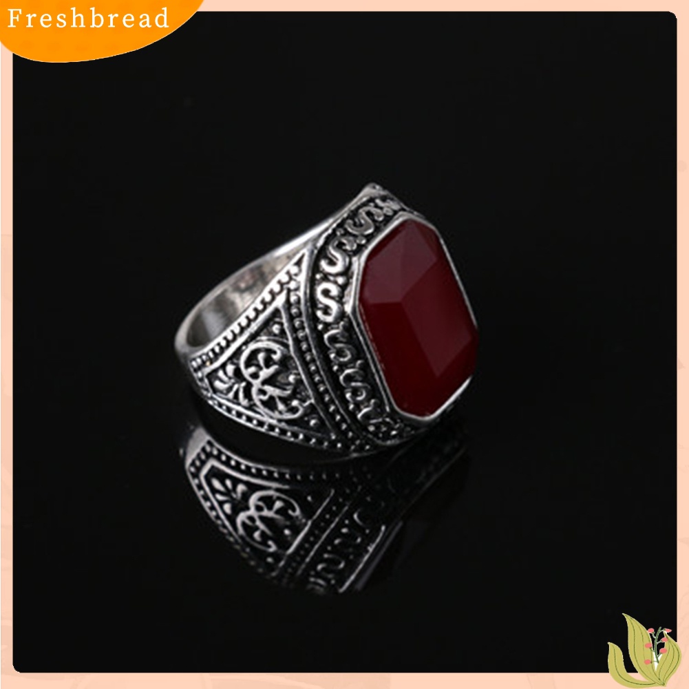 &lt; Freshbread &gt; Vintage Wanita Pria Pesona Geometris Ukir Cincin Pasangan Jari Perhiasan Ukuran7-10