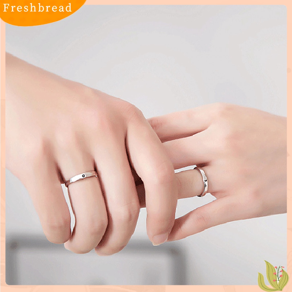 &lt; Freshbread &gt; Cincin Pasangan Bulan Matahari Gaya Korea Perhiasan Temperamen Kilau Terang Cincin Jari Untuk Hari Kasih Sayang