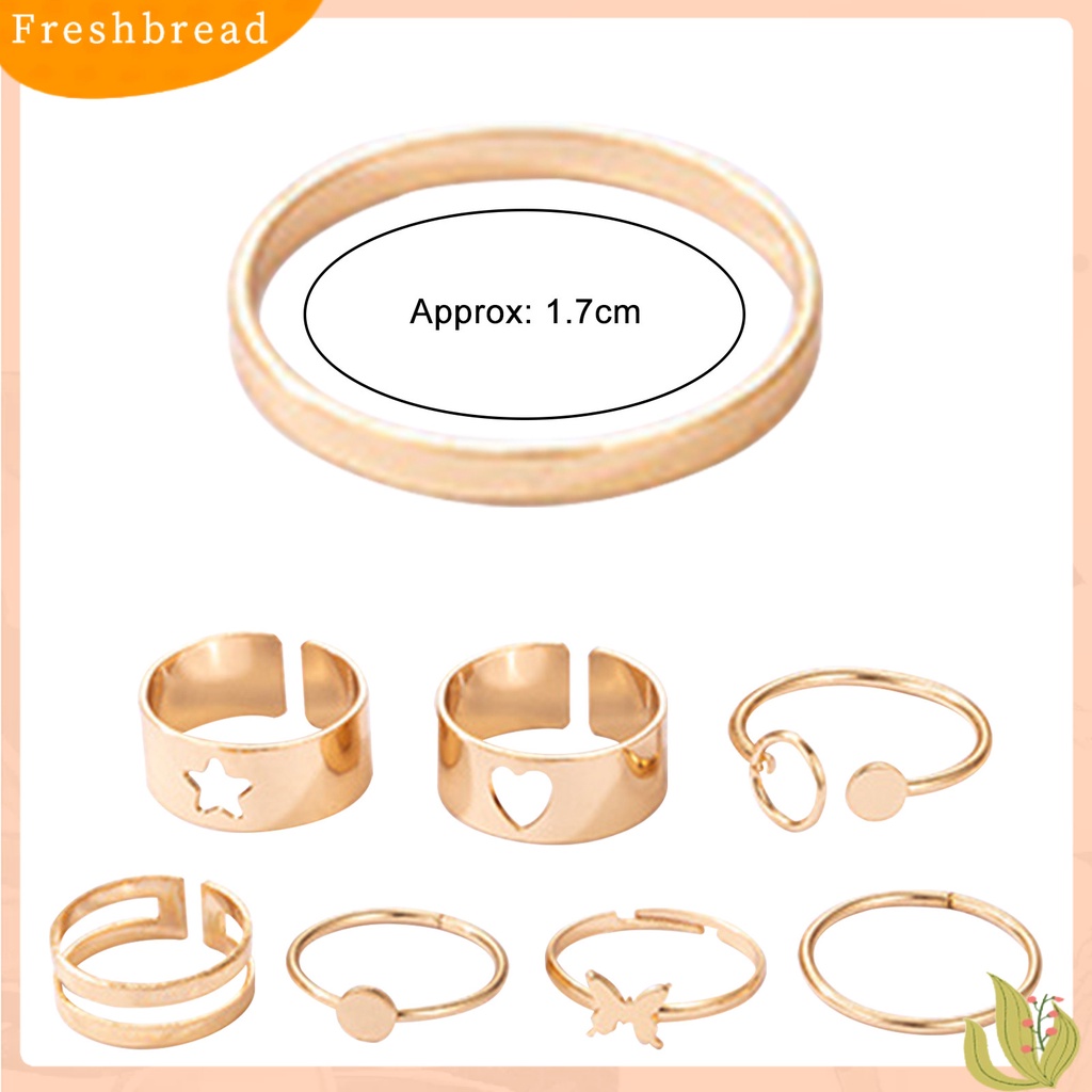 &lt; Freshbread &gt; 8Pcs Cincin Buku Jari Hati Kupu-Kupu Bintang Berlapis Stackable Unisex Rings Perhiasan Aksesoris