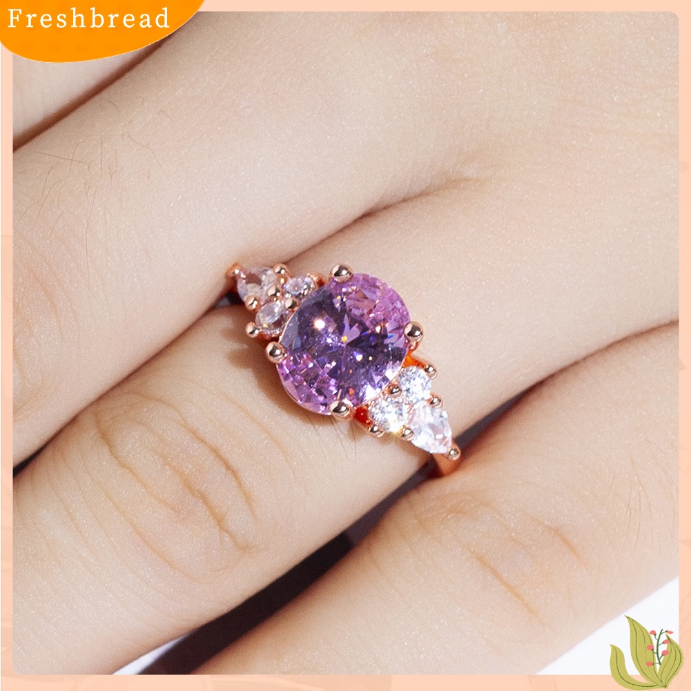 &lt; Freshbread &gt; Fashion Wanita Bulat Berlian Imitasi Jari Cincin Perhiasan Pernikahan Hadiah Hari Valentine