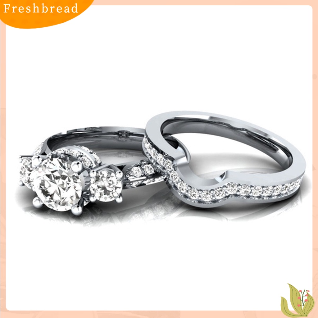 &lt; Freshbread &gt; Wanita Cincin Elegan Perhiasan Anti-Deformasi Berlian Imitasi Hias Shinny Ring Untuk Weeding