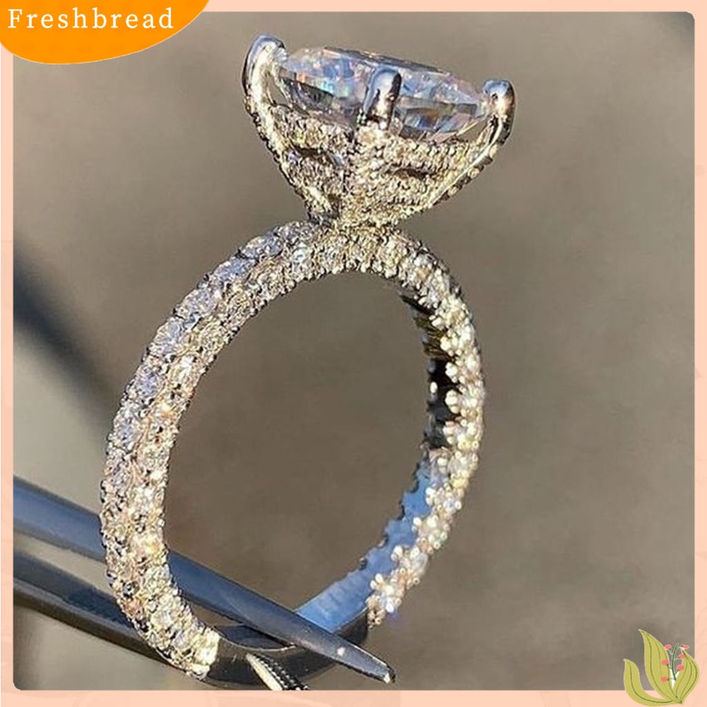 &lt; Freshbread &gt; Wanita Cincin Persegi Besar Cubic Zirconia Perhiasan Fashion Penampilan Indah Jari Cincin Untuk Pernikahan