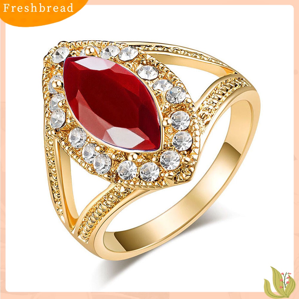 &lt; Freshbread &gt; Vintage Royal Crown Hollow Waterdrop Berlian Imitasi Jari Cincin Pesta Wanita Perhiasan