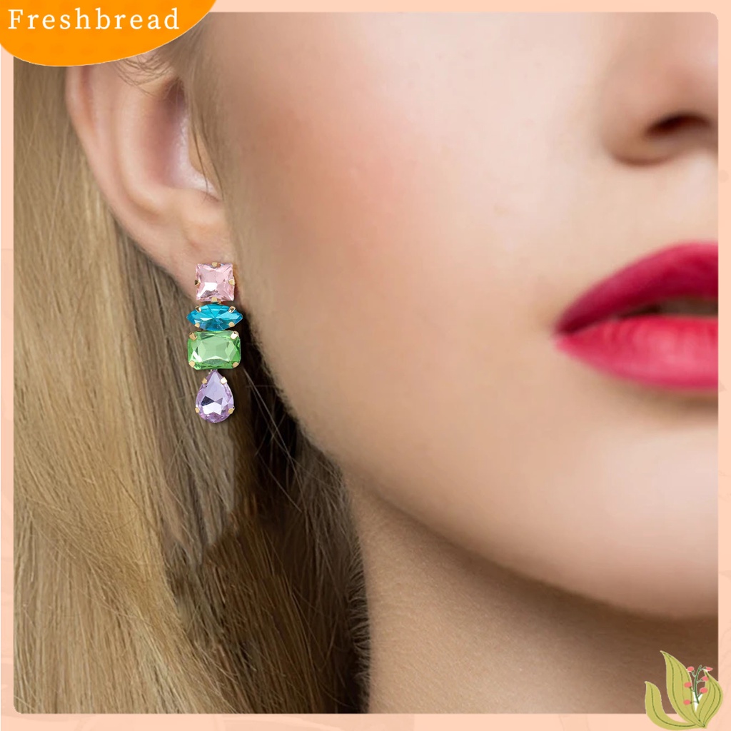 &lt; Freshbread &gt; 1pasang Tindik Bersinar Indah Anting Pejantan Bentuk Tetesan Air Berlian Imitasi Wanita Anting Perhiasan Pernikahan