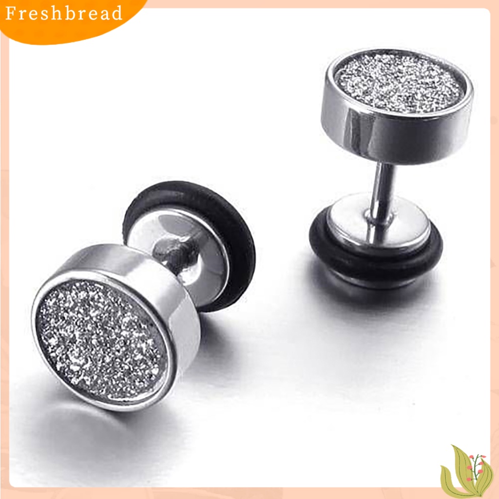 &lt; Freshbread &gt; Anting Stud Tusuk Ulir Telinga Fashion Klasik Bulat Gaya Punk Untuk Pria