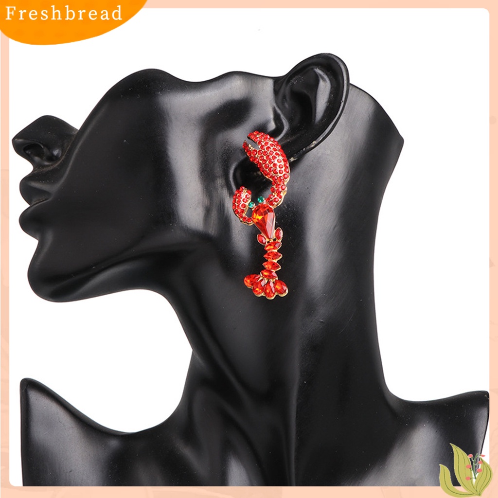 &lt; Freshbread &gt; Anting Menjuntai Kreatif Berlian Imitasi Hidup Lucu Lobster Sexy Eardrop Untuk Hadiah