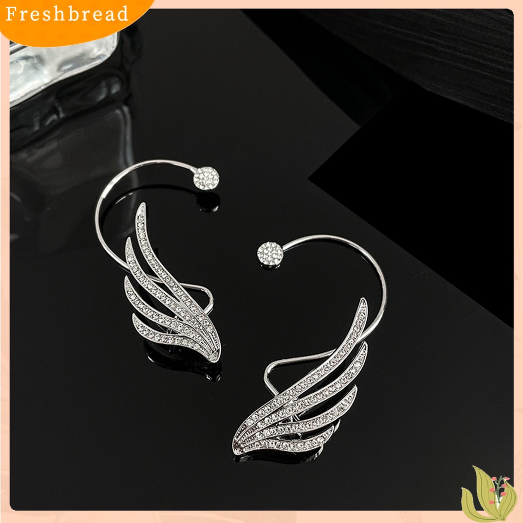 &lt; Freshbread &gt; 1Pc Mewah Romantis Telinga Manset Alloy Sayap Malaikat Berlian Imitasi Anting Pesta Perhiasan