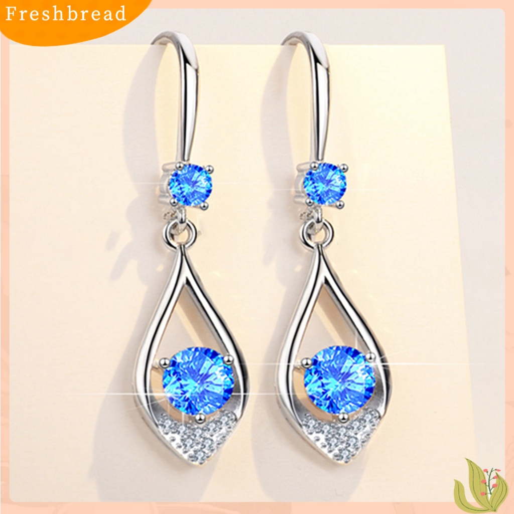 &lt; Freshbread &gt; Fashion Wanita Lucu Tetesan Air Berlian Imitasi Anti-Alergi Kait Anting Eardrop