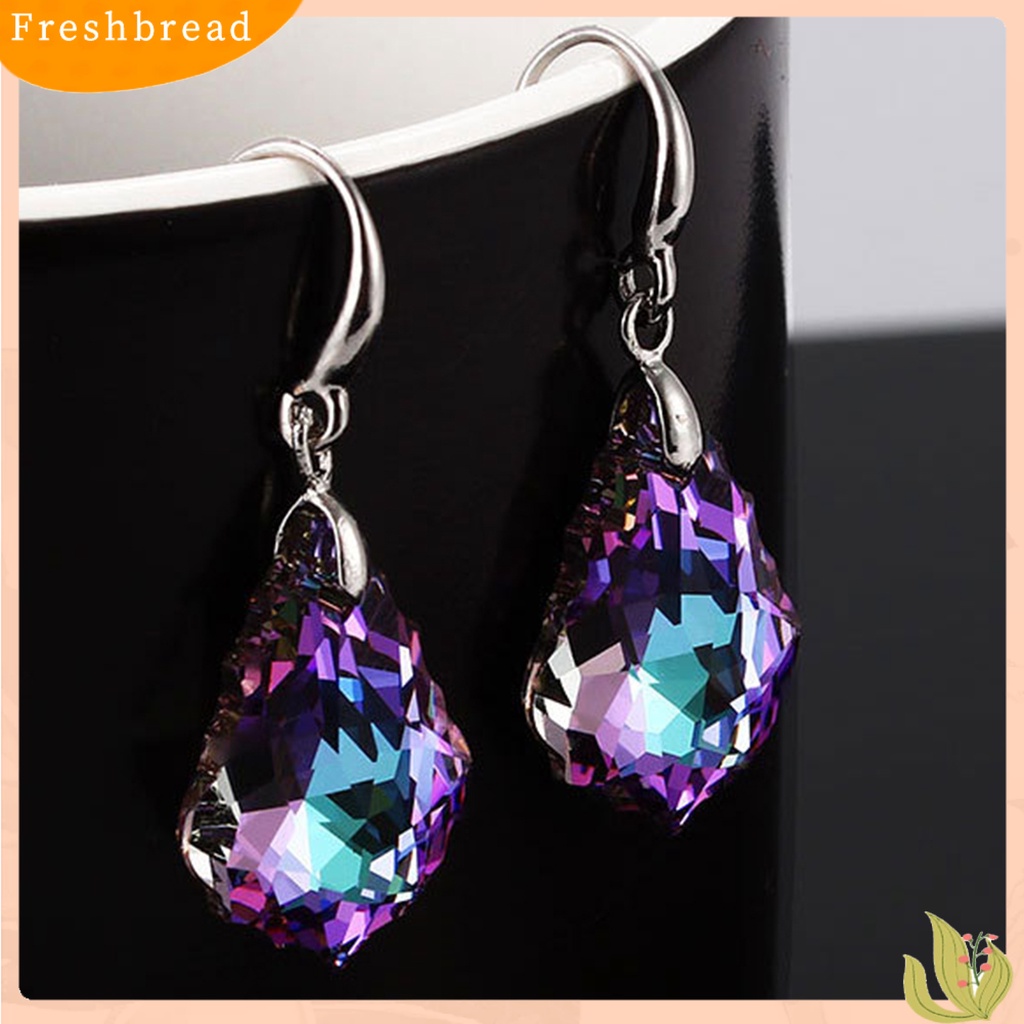 < Freshbread > 1pasang Anting Menjuntai Nyaman Dipakai Kait Telinga Wanita Kristal Imitasi Tahan Aus Untuk Perjamuan
