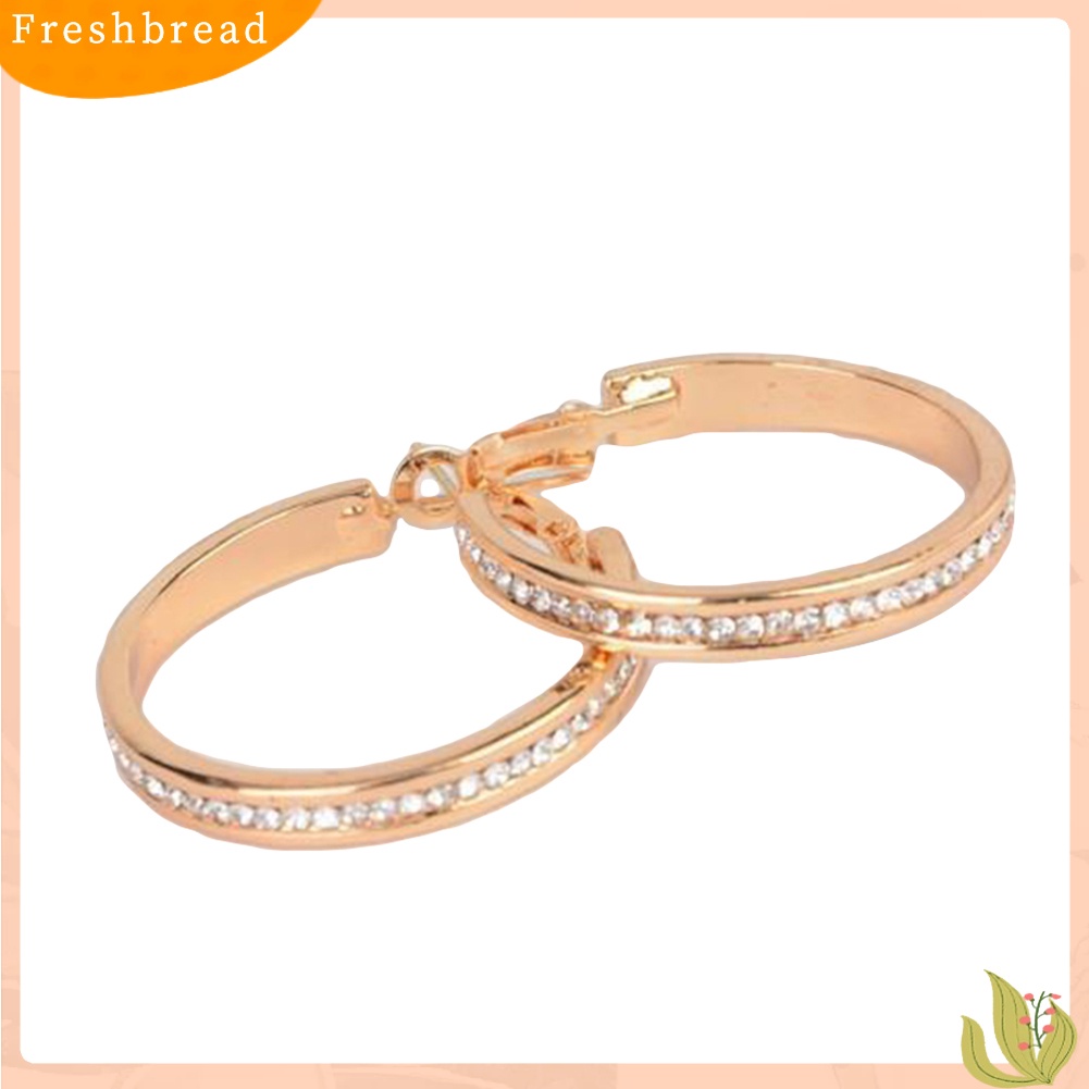 < Freshbread > Berlian Imitasi Bertatahkan Wanita Lingkaran Besar Geometris Menjuntai Hoop Earrings Perhiasan Hadiah