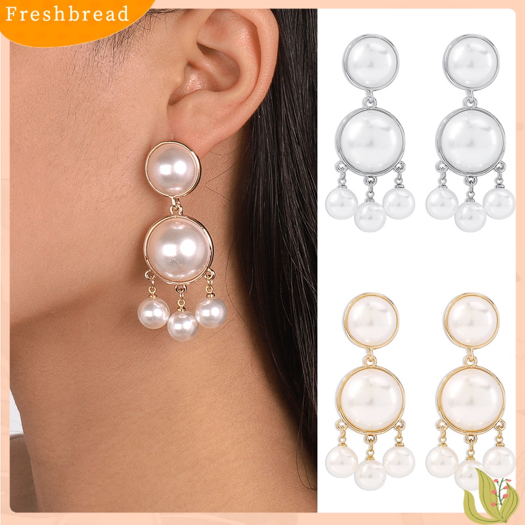 &lt; Freshbread &gt; 1pasang Drop Earrings Vintage Berlebihan Elegan Geometris Semua Pertandingan Dekorasi Hadiah Wanita Mutiara Imitasi Rumbai Menjuntai Earrings Perhiasan Untuk Pacaran