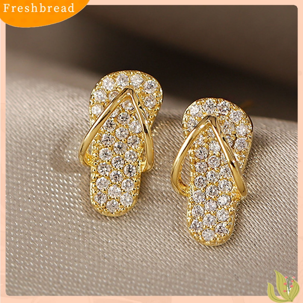 &lt; Freshbread &gt; Anting Kreatif Gaya Alloy Lucu Berbentuk Slipper Women Ear Studs Untuk Wanita