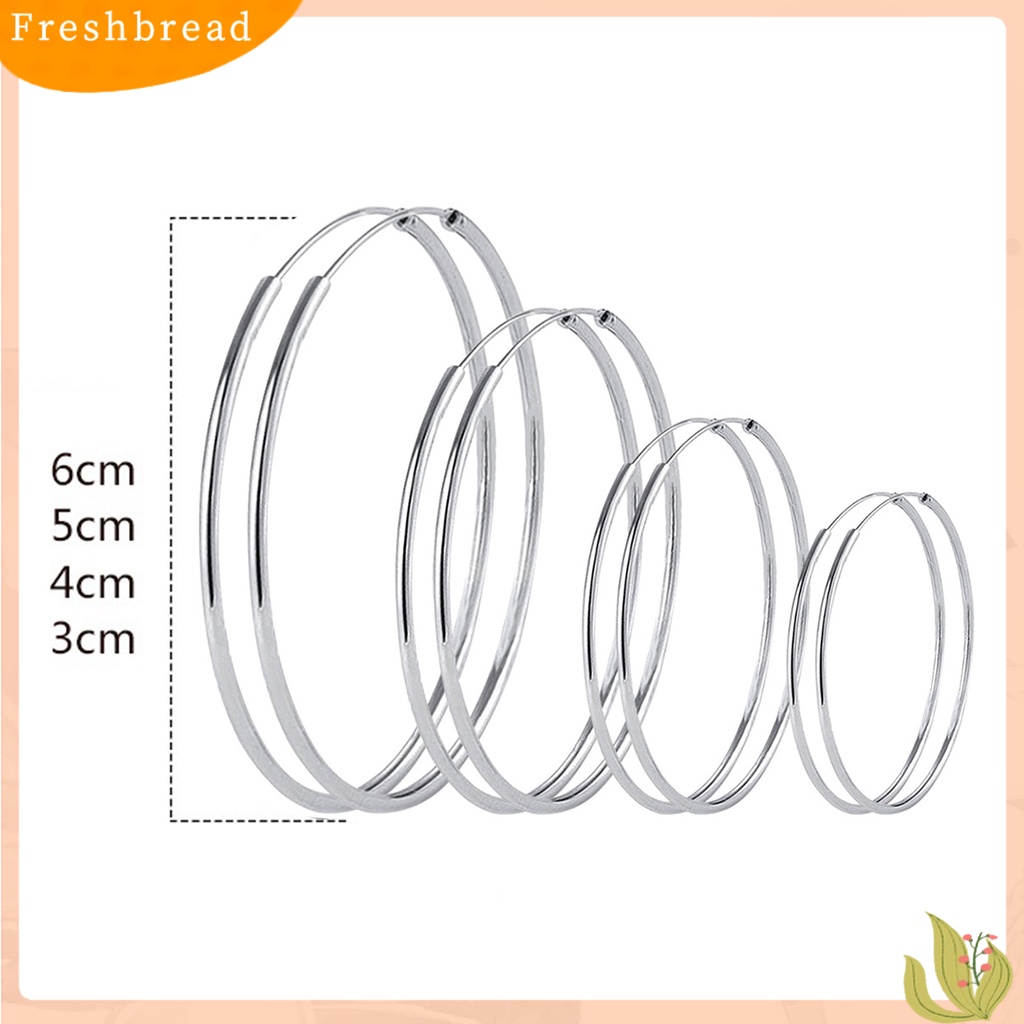 &lt; Freshbread &gt; 1pasang Cincin Telinga Elegan Menawan Berlebihan Permukaan Halus Lingkaran Besar Pengerjaan Halus Geometris Oversized Anting Hoop Besar Untuk Pacaran