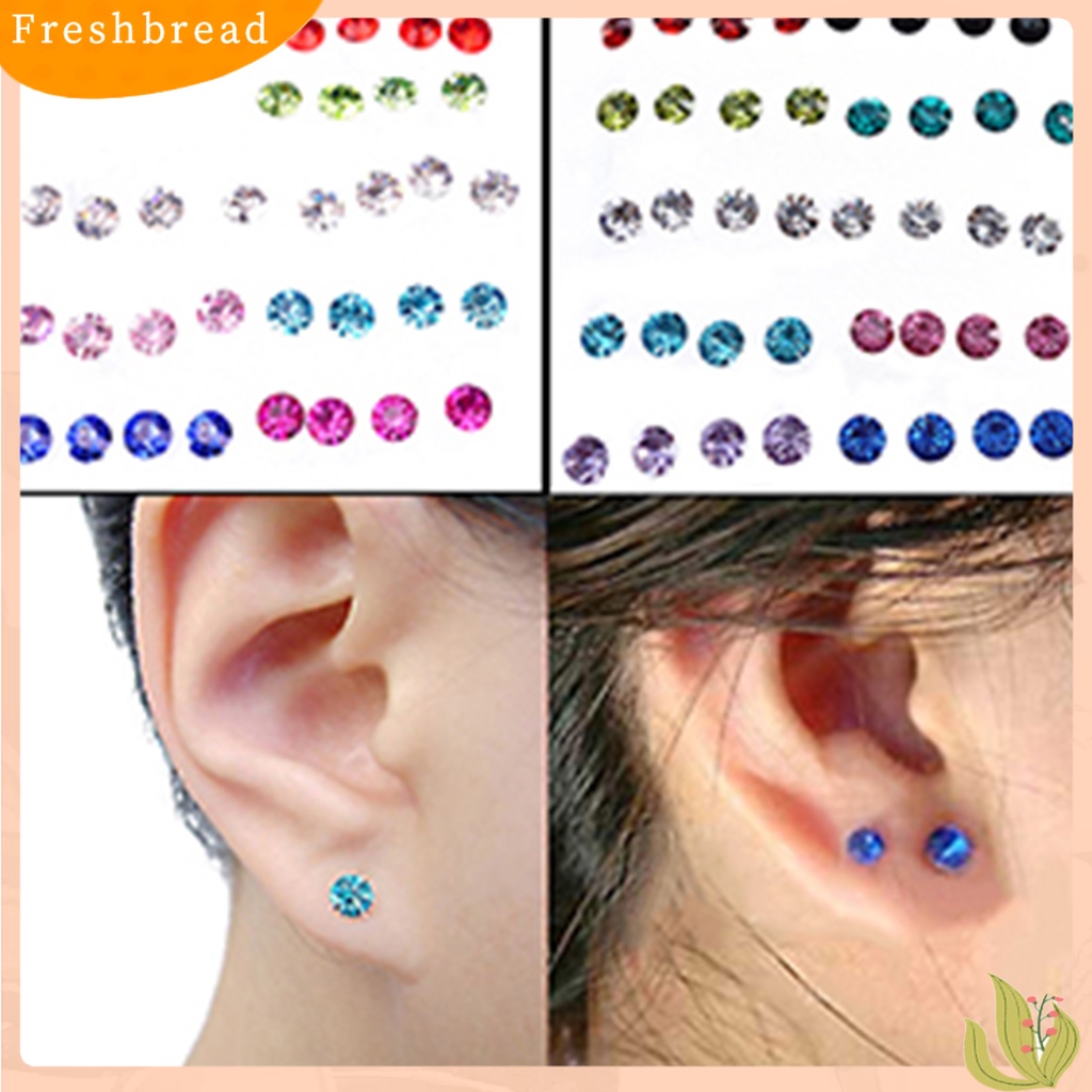 &lt; Freshbread &gt; 20pasang Anting Tusuk Berlian Imitasi Hias Perhiasan Cantik Bebas Alergi Ear Studs Untuk Pesta