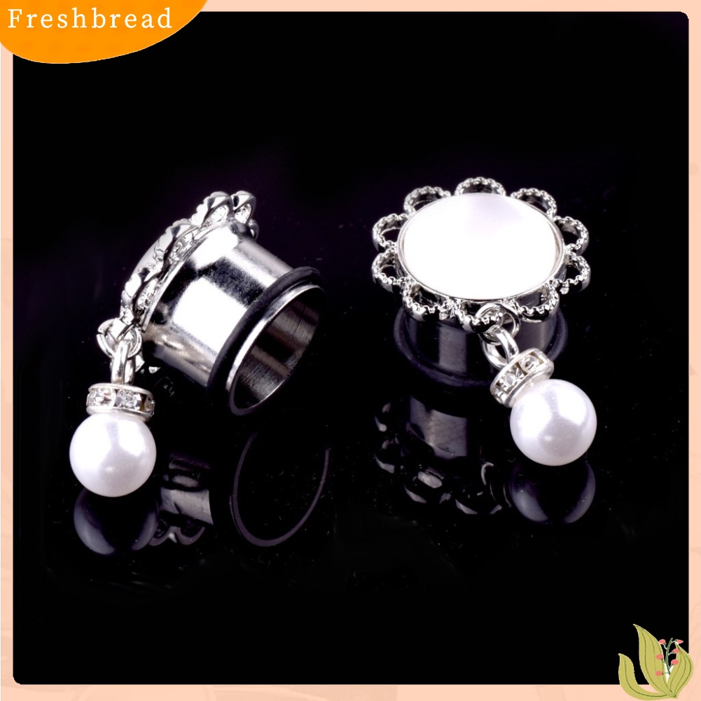 &lt; Freshbread &gt; 1Pc Lady Bunga Mutiara Imitasi Menjuntai Telinga Terowongan Expander Plug Piercing Perhiasan Hadiah