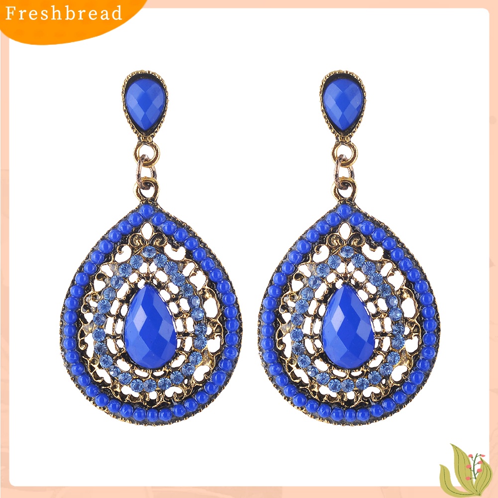 &lt; Freshbread &gt; Boho Wanita Berlian Imitasi Water Drop Menjuntai Ear Stud Earrings Pesta Perhiasan Hadiah