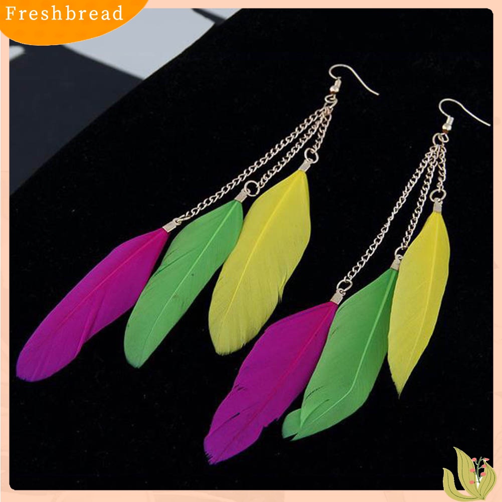 < Freshbread > Fashion Bulu Panjang Rumbai Rantai Pesona Wanita Kait Anting Pesta Perhiasan Hadiah
