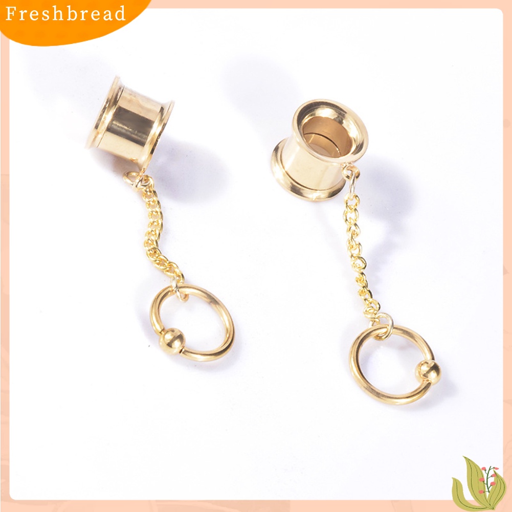 &lt; Freshbread &gt; 1Pc Wanita Cincin Rumbai Menjuntai Double Flare Ear Plug Tandu Piercing Perhiasan