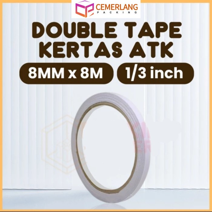 

Double Tape Kertas 1/3 inch " 1/3" 8mm x 8m Doubletape 8 Meter