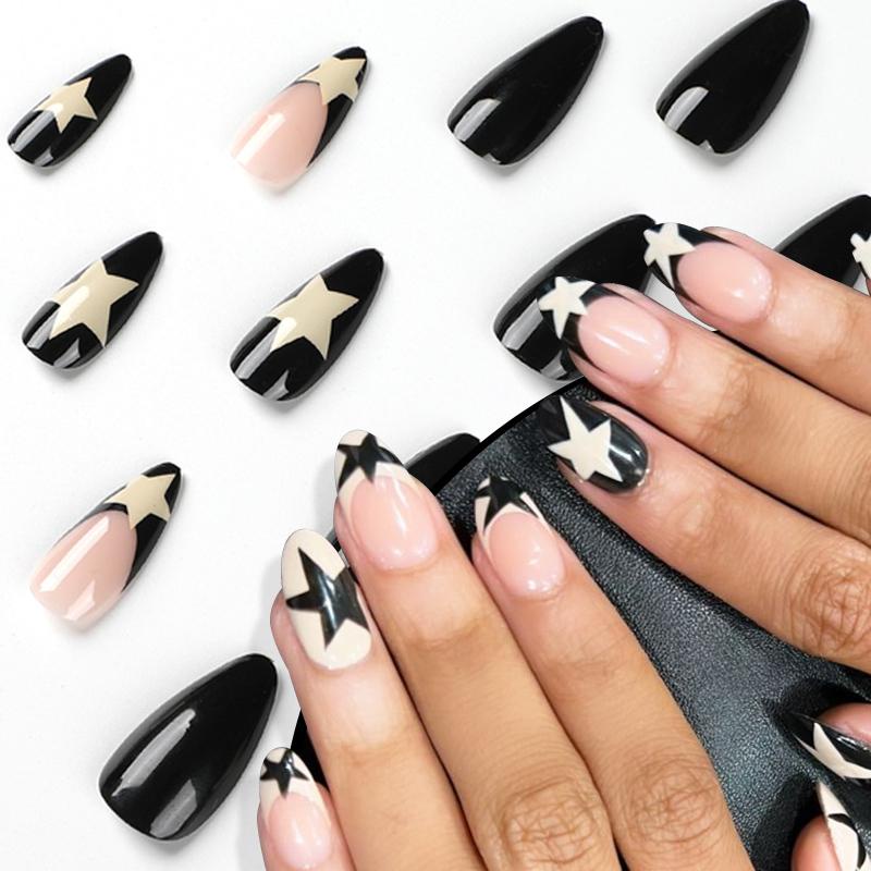 24pcs/set French Press on Kuku Palsu Penutup Penuh Buatan Wearable Nail Beauty Tips Naked Butterfly Flower Kuku Palsu Alat Seni