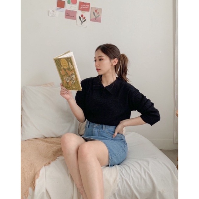 Baju Atasan Wanita Terbaru Rajut Wanita NUBIA BLOUSE KERAH MODEL POLO KEKINIAN