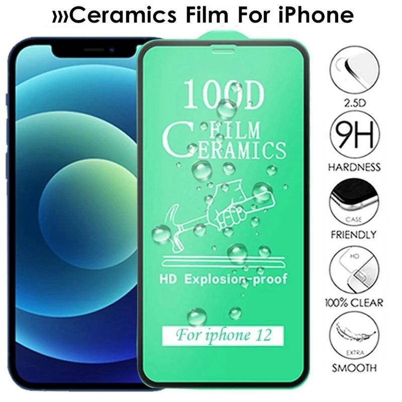 3pcs 100D Kaca Keramik Lembut Untuk Iphone14 13 12 11 Pro MAX Plus Mini Film Pelindung Layar Penuh Untuk iPhone X XS MAX XR 7 8 6 6S Plus SE 2022 2020