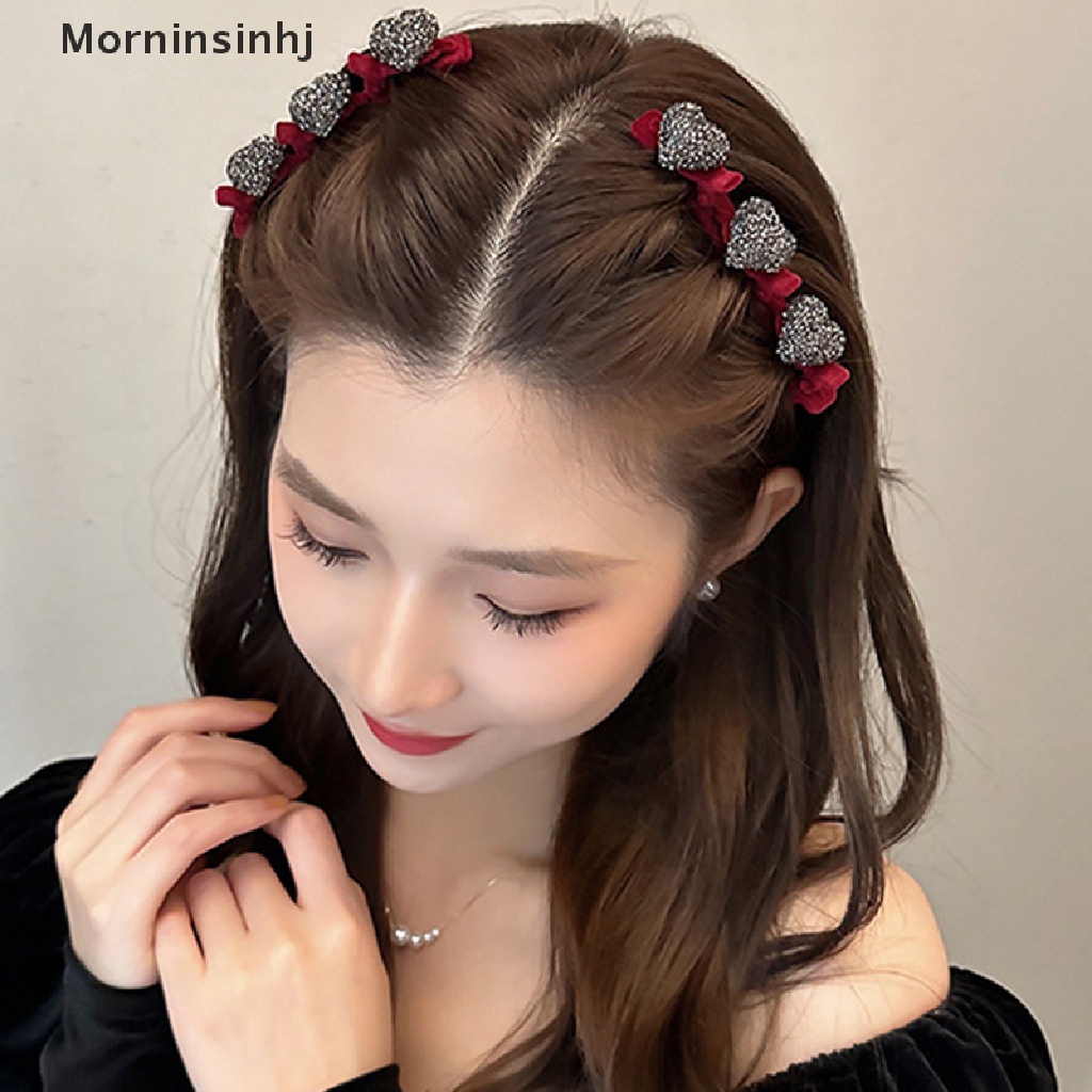 Mornin Bentuk Hati Berbondong-Bondong Poni Rambut Klip Hiasan Kepala Duckbill Hair Claw Barrettes Vintage Hairgrip Dikepang Fashion Jepit Rambut Aksesoris Rambut Hiasan Kepala id