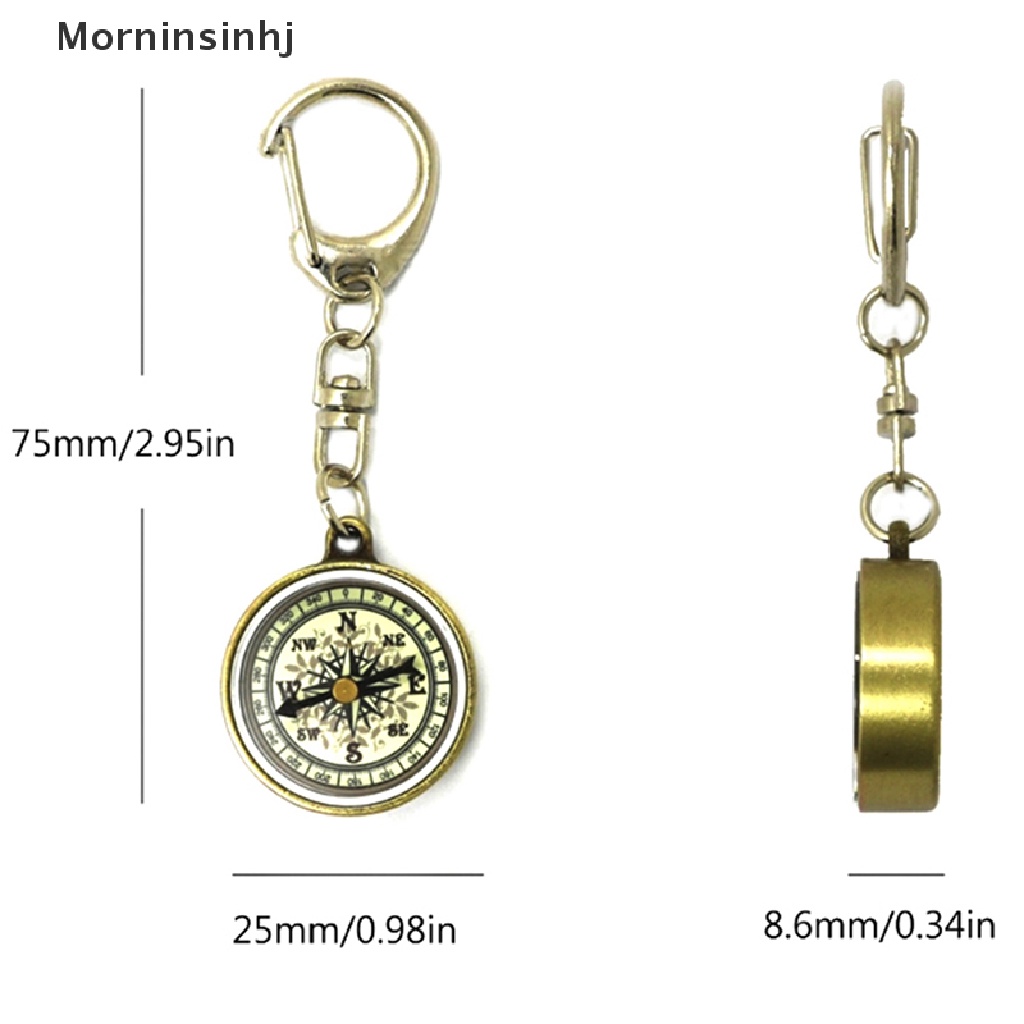 Mornin Vintage Zinc Alloy Gantungan Kunci Kompas Liontin Backpacking Survival Keychain Portable Hiking Compass Traveling Kompas Genggam Dengan Keyring id