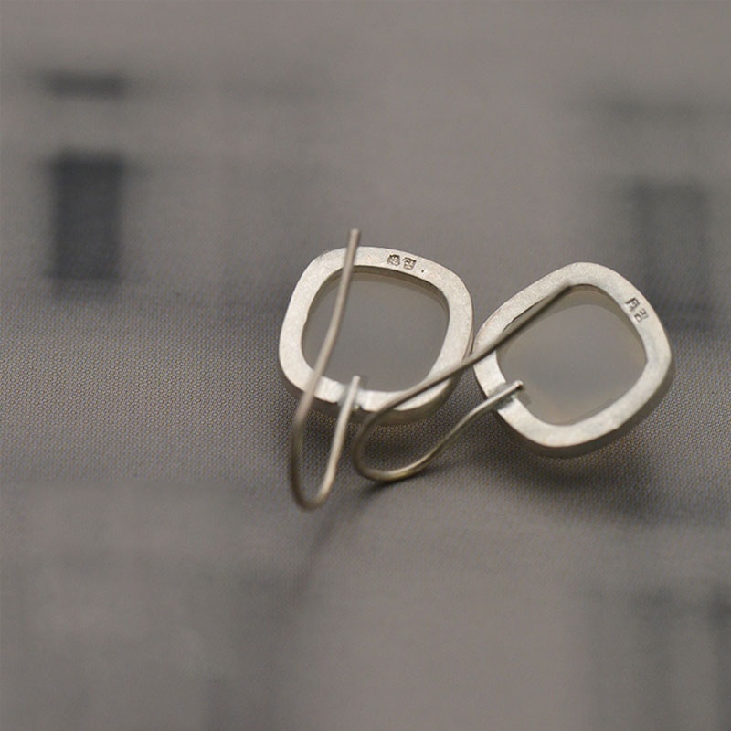 Goldkingdom Aksesoris Perhiasan Fashion Ready Stock Retro Wajah Sederhana Anting Tipis Geometris Anting Persegi