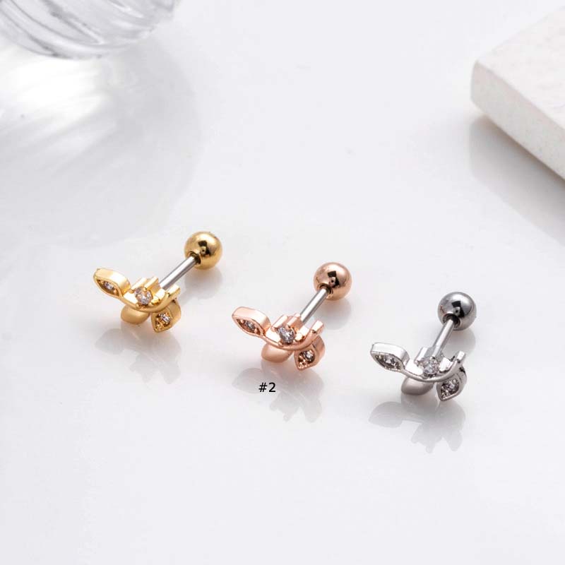 1biji Anting Tulang Rawan Stud Tindik Stainless Steel Tragus Helix 20Gauge Warna Emas/silver Bentuk Bintang Sayap