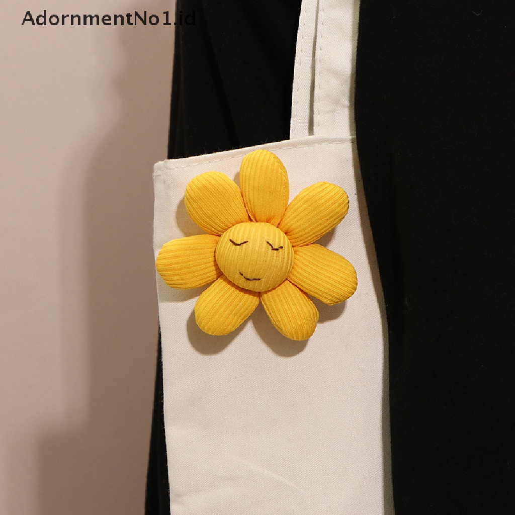 [AdornmentNo1] Katun Puffy Sunflower Smiley Face Bros Untuk Wanita Fashion Tanaman Kerah Pin Lencana Bros Pakaian Tas Aksesoris Perhiasan [ID]