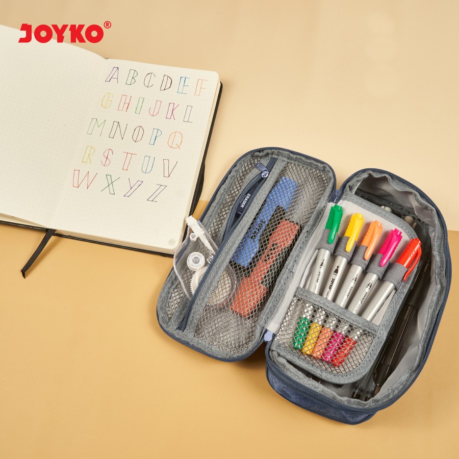 

HJK Tempat Pensil Joyko PC-5004 Ukuran Besar 2 Kompartement Bahan Canvas - Pencil Case Perlengkapan