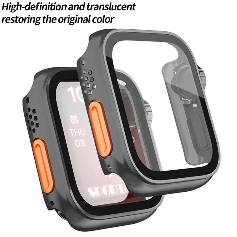 Change to Ultra For Apple Watch Case Series8 7 45mm 41mm Pelindung Layar PC Cover Untuk iWatch 4 5 6 SE 44mm 40mm Tempered Glass