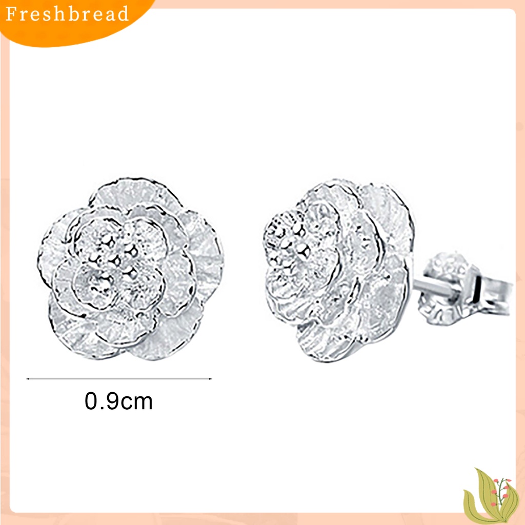 {In Stock} 1pasang Perhiasan Anting Tusuk Wanita Fashion Romantis Bentuk Bunga Lapis Perak Untuk Pesta