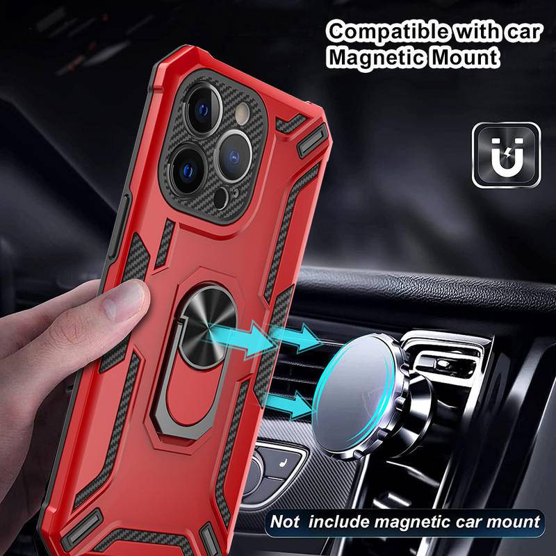 IPHONE Casing Ponsel Armor Heavy Duty Untuk Iphone14 13 12 11 Pro Max 360derajat Rotate Kickstand Magnetic Shockproof Metal Ring Cover Untuk Iphone14