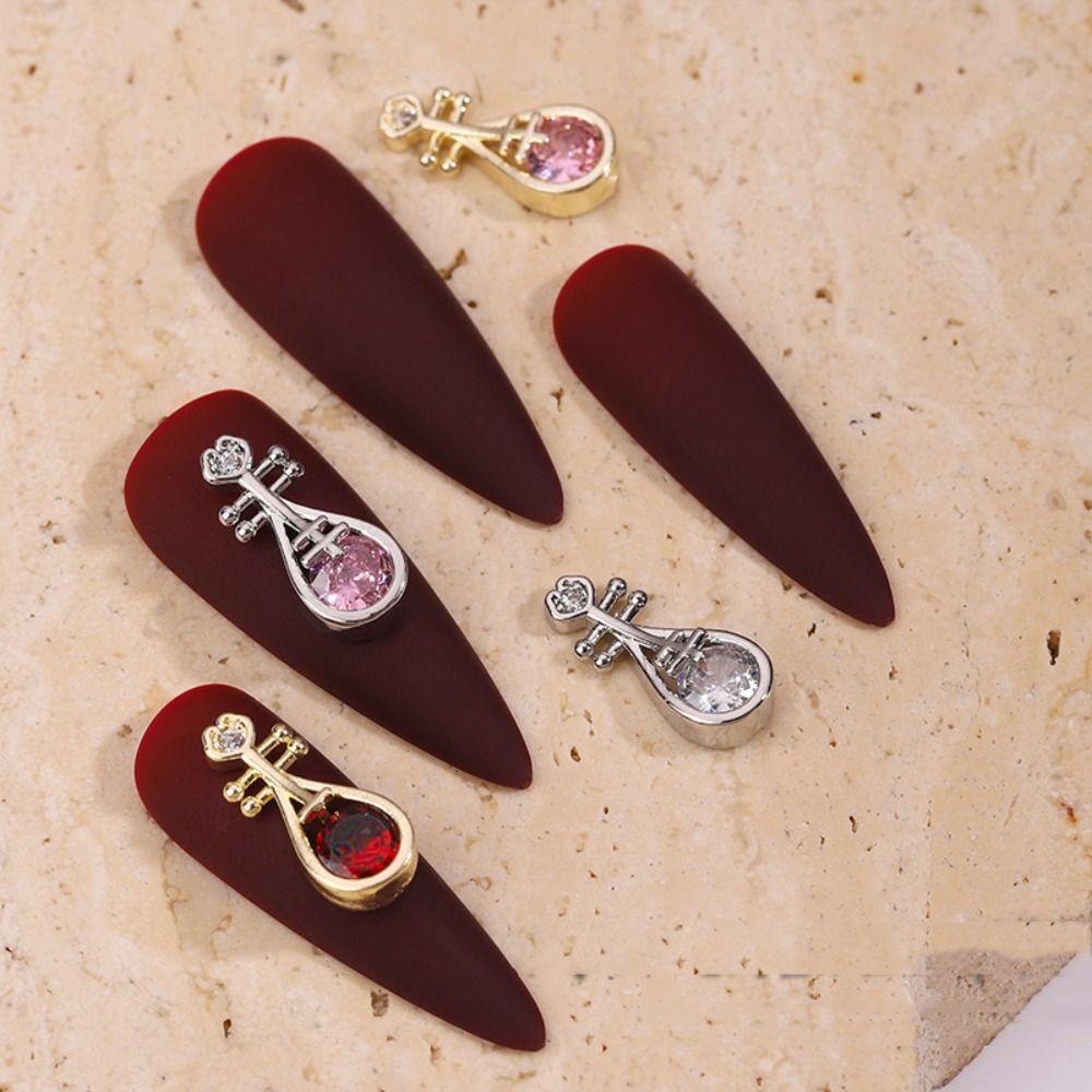 Mxbeauty Aksesoris Kuku Emas Perak 5pcs Berlian Imitasi Alloy Lute Zircon Hiasan Kuku