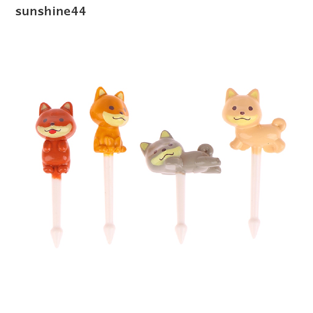 Sunshine 4/8Pcs Garpu Buah Kartun Hewan Snack Dessert Kue Animal Decor Pilihan Makanan ID