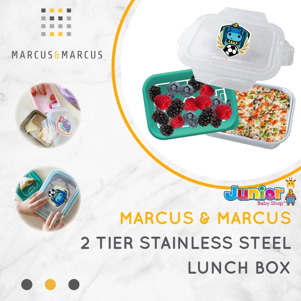 Marcus &amp; Marcus 2 Tier Stainless Steel Lunch Box - Kotak Makan Anak Stainless Dua Tingkat