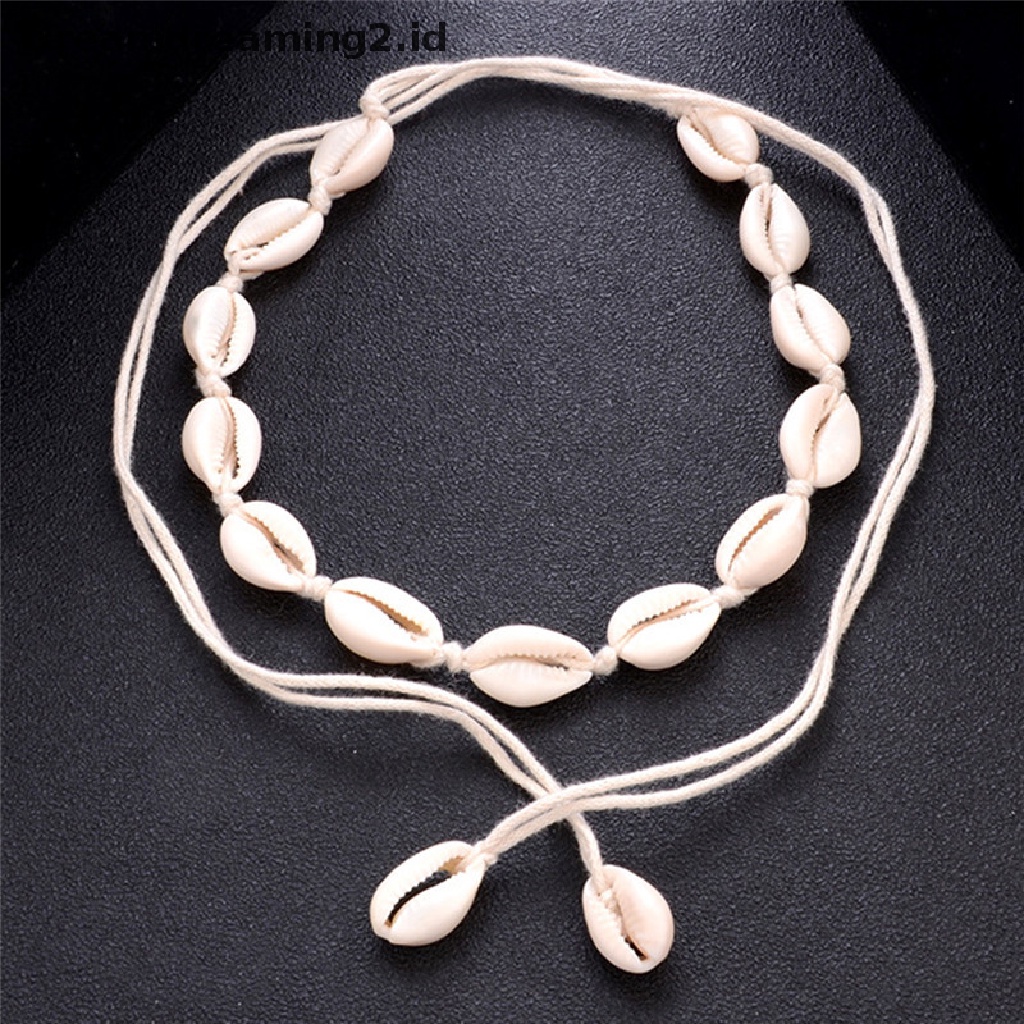 (hot) Bergaya Pantai Bohemian Kerang Laut Liontin Rantai Choker Kalung Wanita Perhiasan//