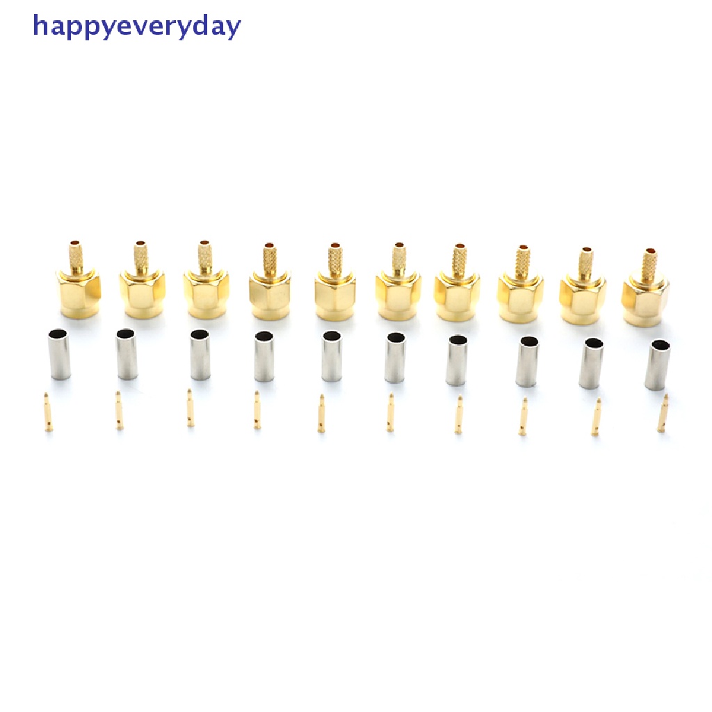 [happy] 10pcs SMA Male Plug crimp Untuk RG174 RG316 RG178 RG179 LMR100 Kabel Konektor RF [ID]