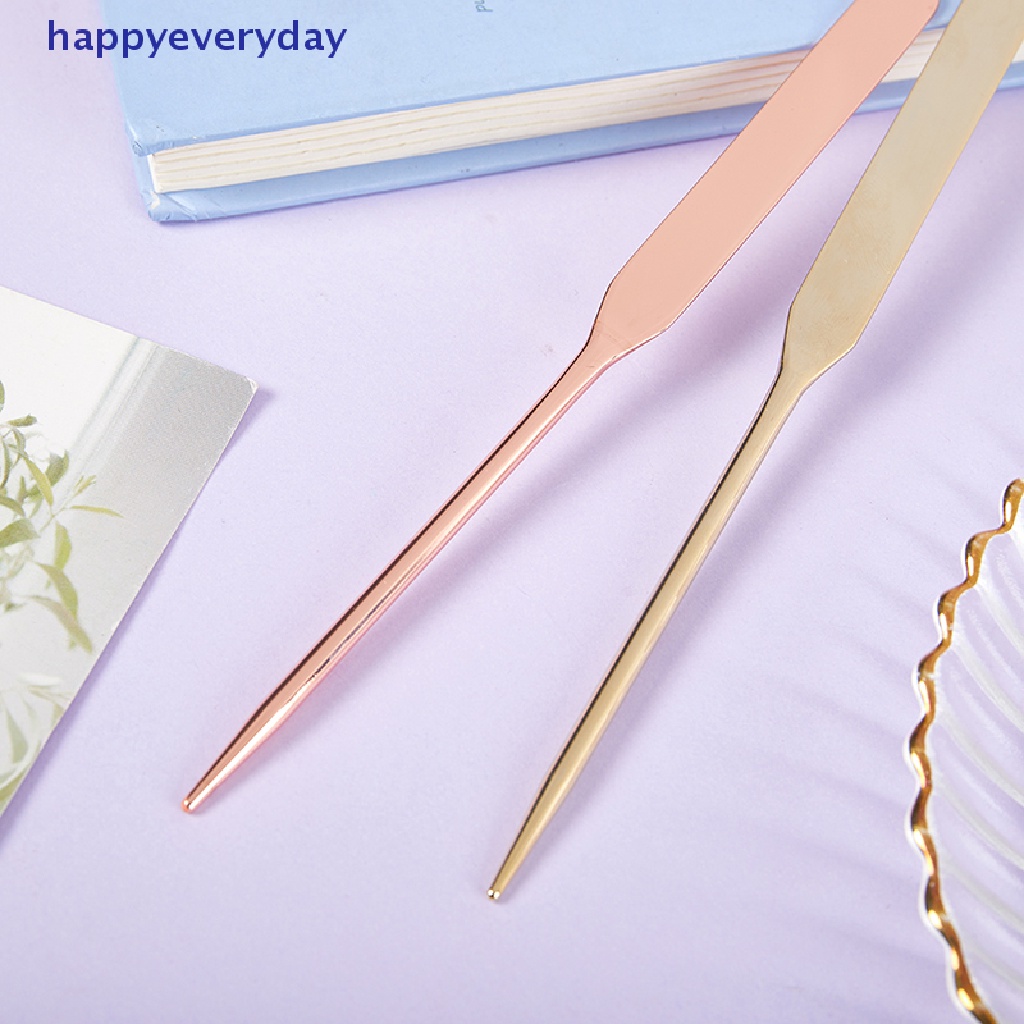 [happy] Spatula Toner Makeup Kepala Ganda Bahan Stainless Steel Dengan Stik Pencampur Tas PU [ID]