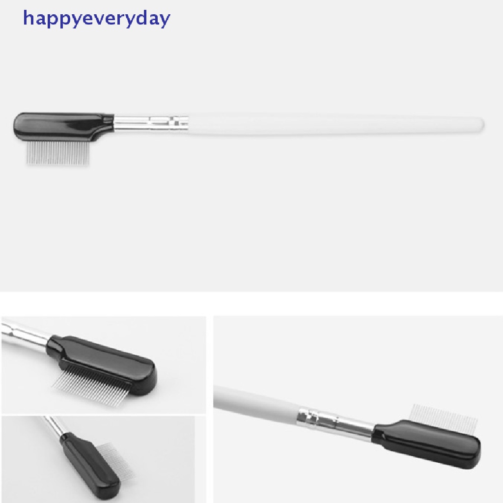 [happy] Sisir Alis Stainless Steel Brush Makeup Sisir Bulu Mata Dengan Penutup Alat Kosmetik [ID]