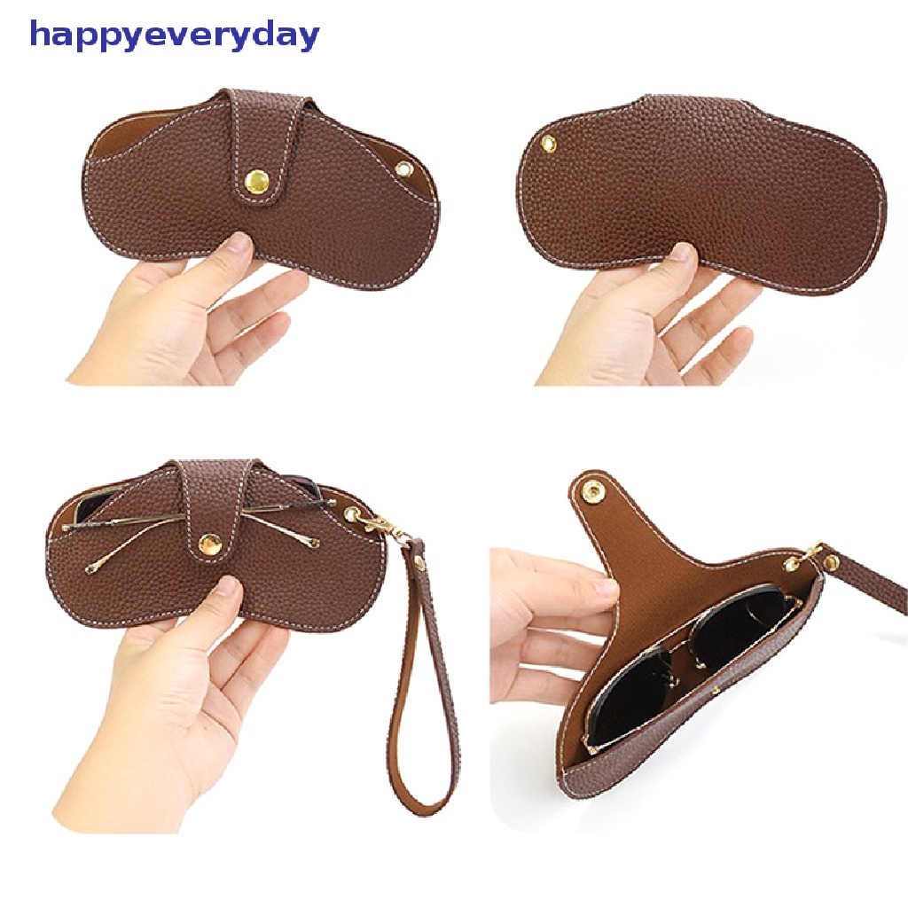 [happy] Kesederhanaan Baru Snap Glasses Case PU Leather Eye Glasses Container Cover Portable Sunglasses Kotak Penyimpanan Ultra-Tipis Glasses Case [ID]